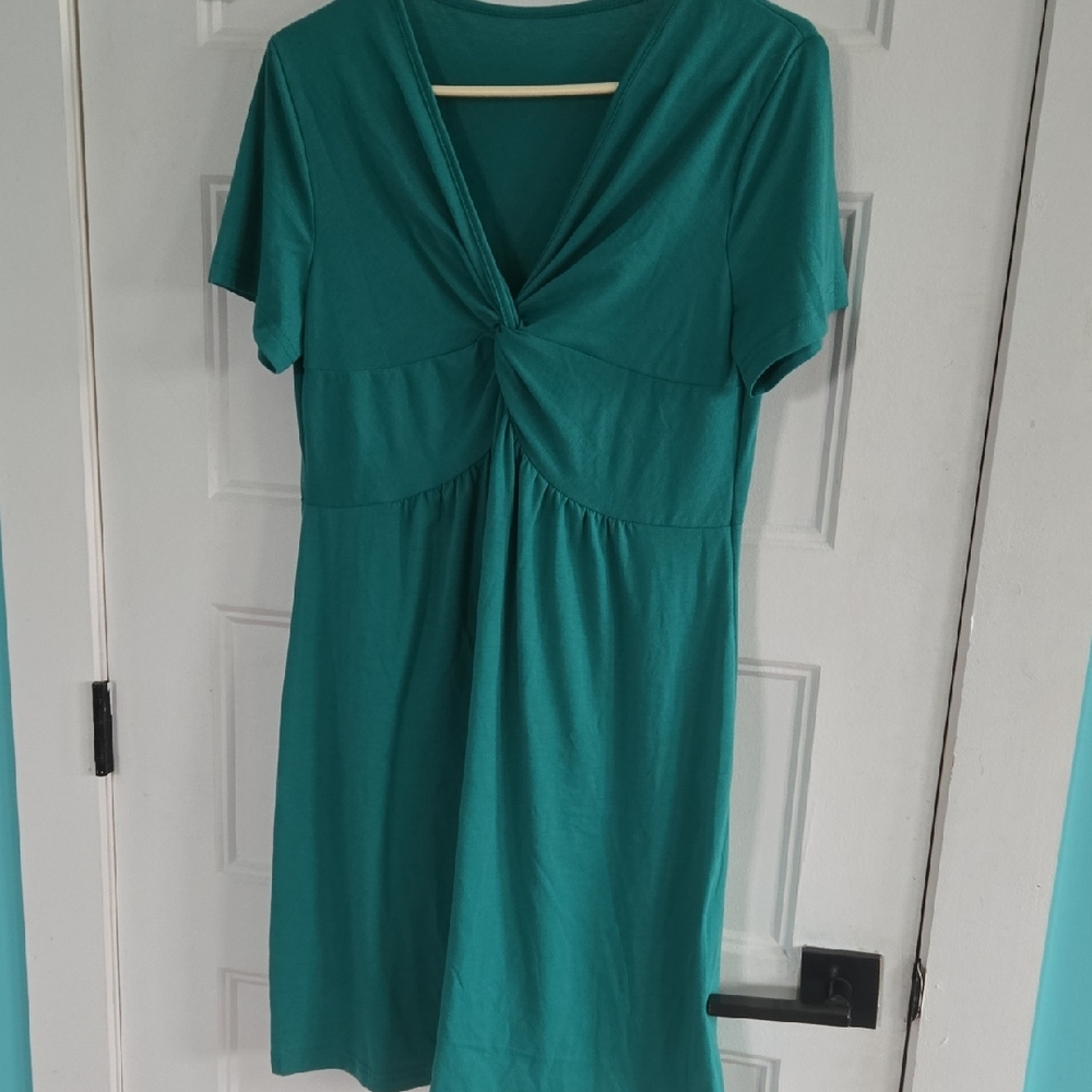 Comfy Lightweight Dress Summer Travel Beach Green Sz XL Spandex Polyester NWOT